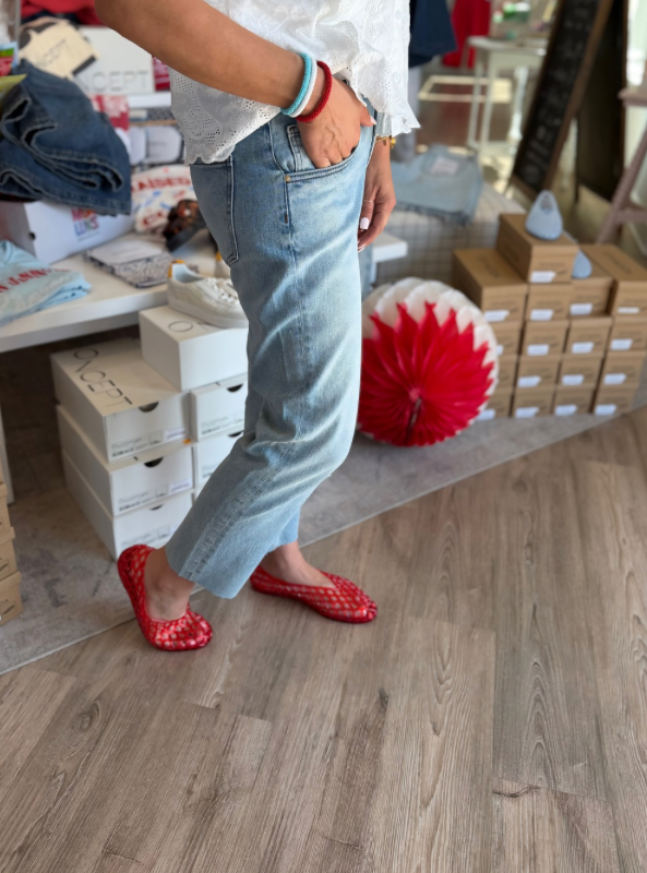 Kit High Rise Baggy Ankle Straight leg- Raw Hem- Invite