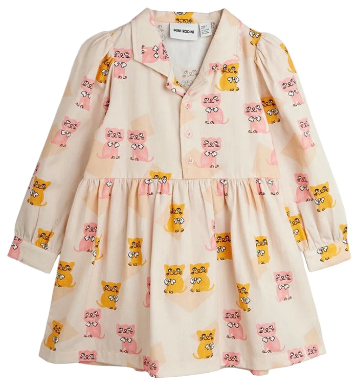 Kittens AOP Woven LS Dress