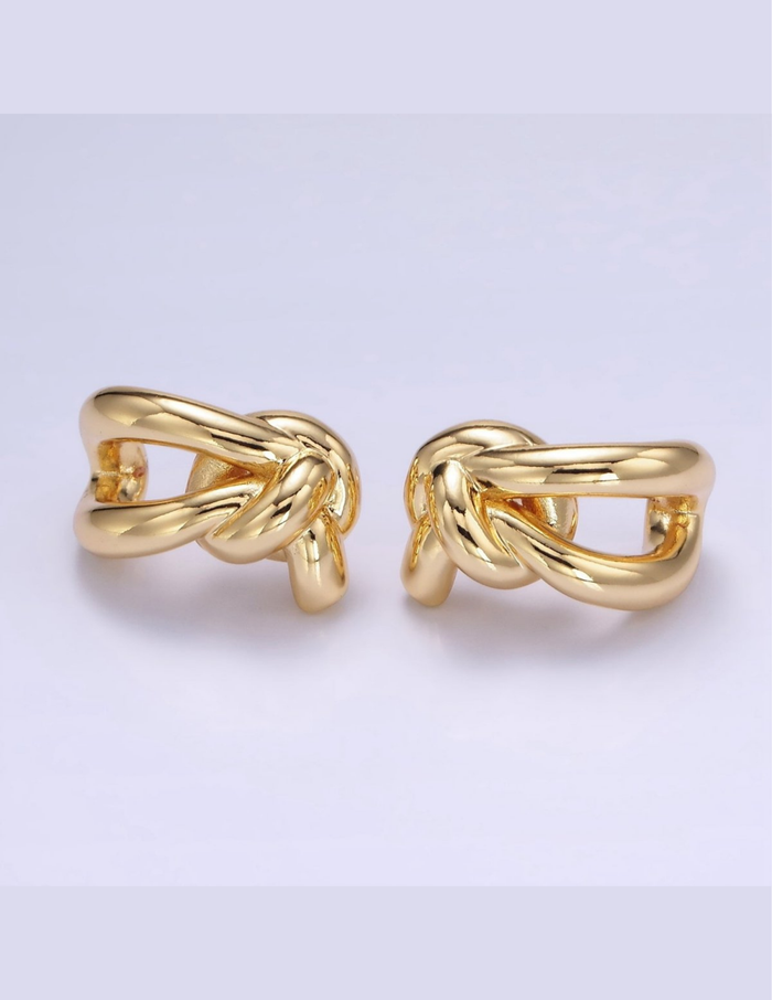 Knot Band C-Shaped Hoop Earrings