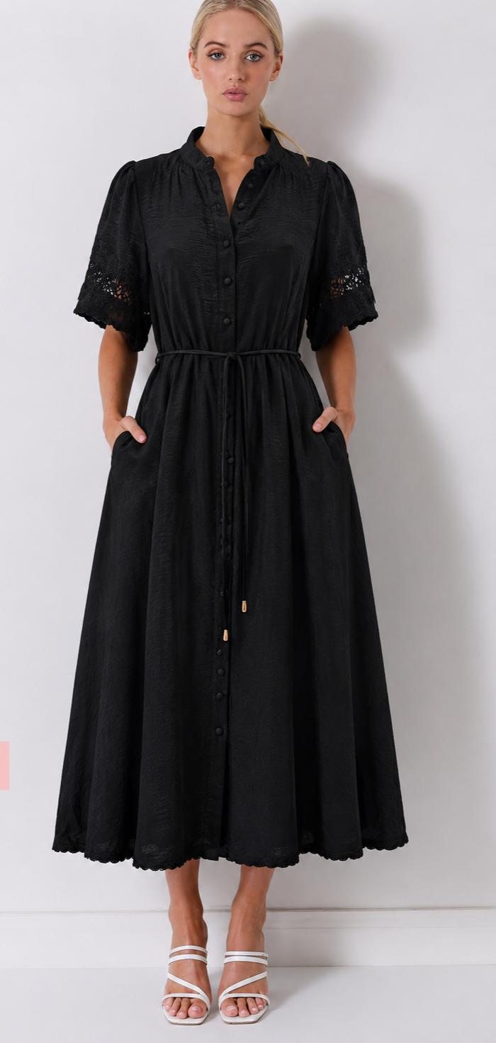 Lace Sleeve Midi Dress