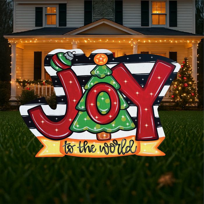 Lighted JOY to the World Outdoor Christmas Decoration – Religious Yard Art