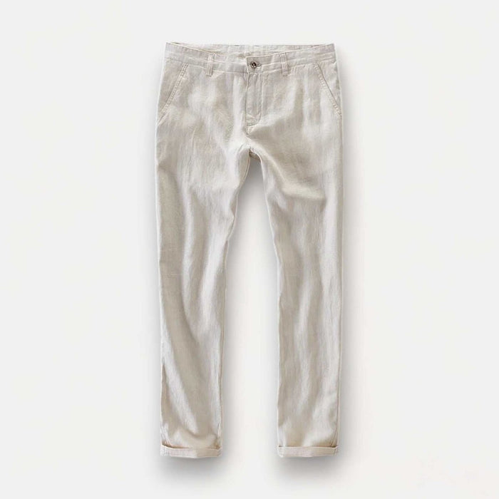 Linen casual pants - AntoniosClothing - Navy blue