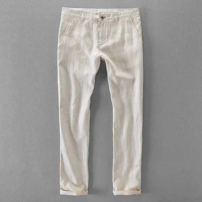 Linen casual pants - AntoniosClothing - Navy blue