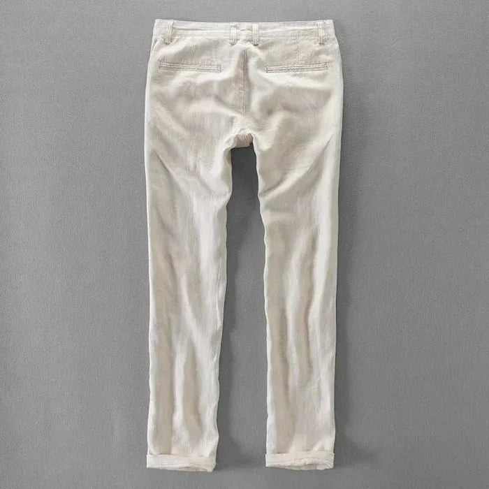 Linen casual pants - AntoniosClothing - Navy blue
