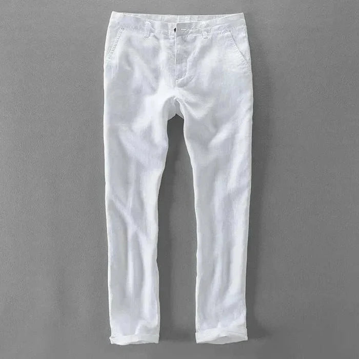 Linen casual pants - AntoniosClothing - Navy blue