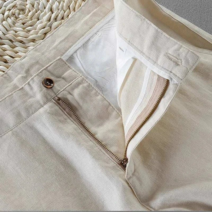 Linen casual pants - AntoniosClothing - Navy blue