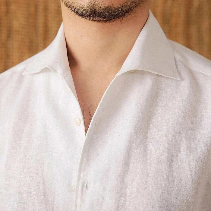 Linen elegant shirt long sleeve - AntoniosClothing - Olive green