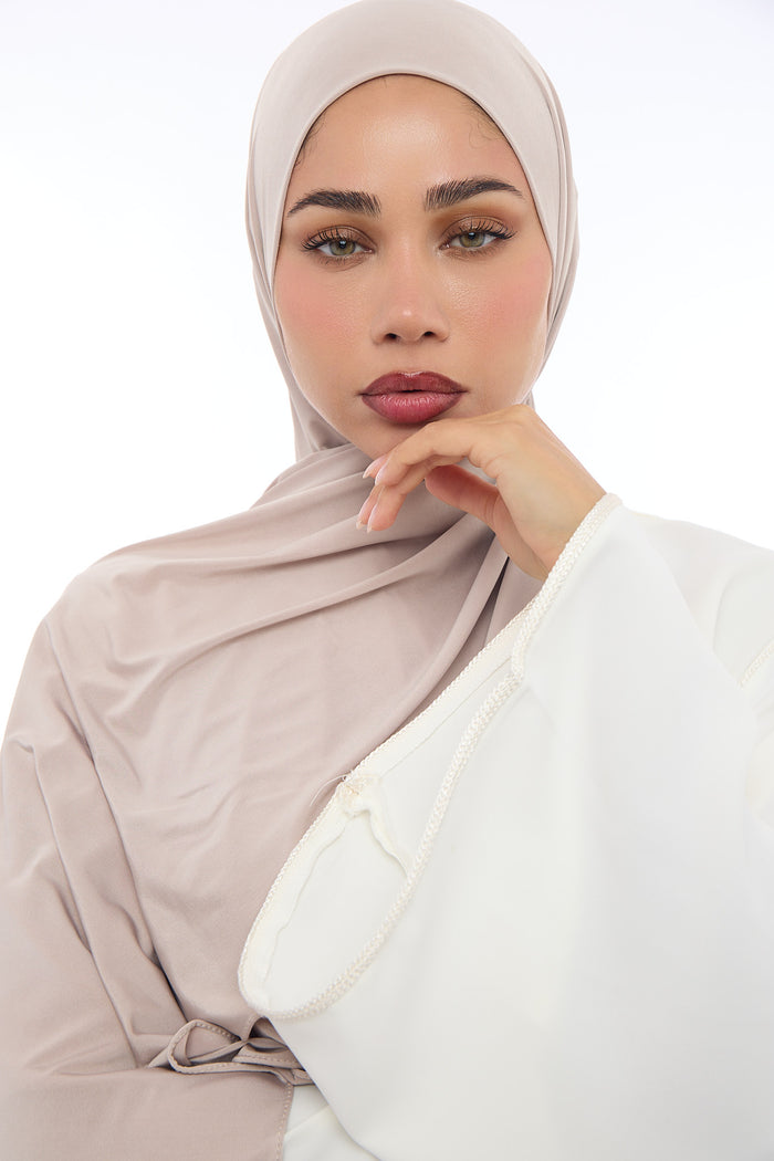 Liquid Jersey Hijab Min - Ash beige