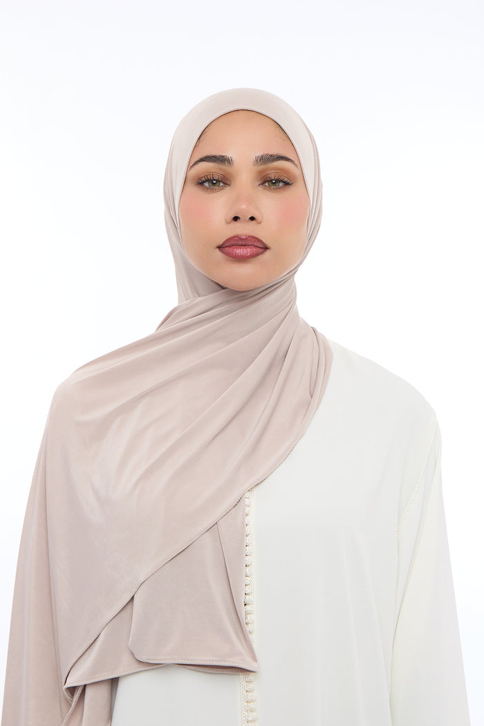 Liquid Jersey Hijab Min - Ash beige