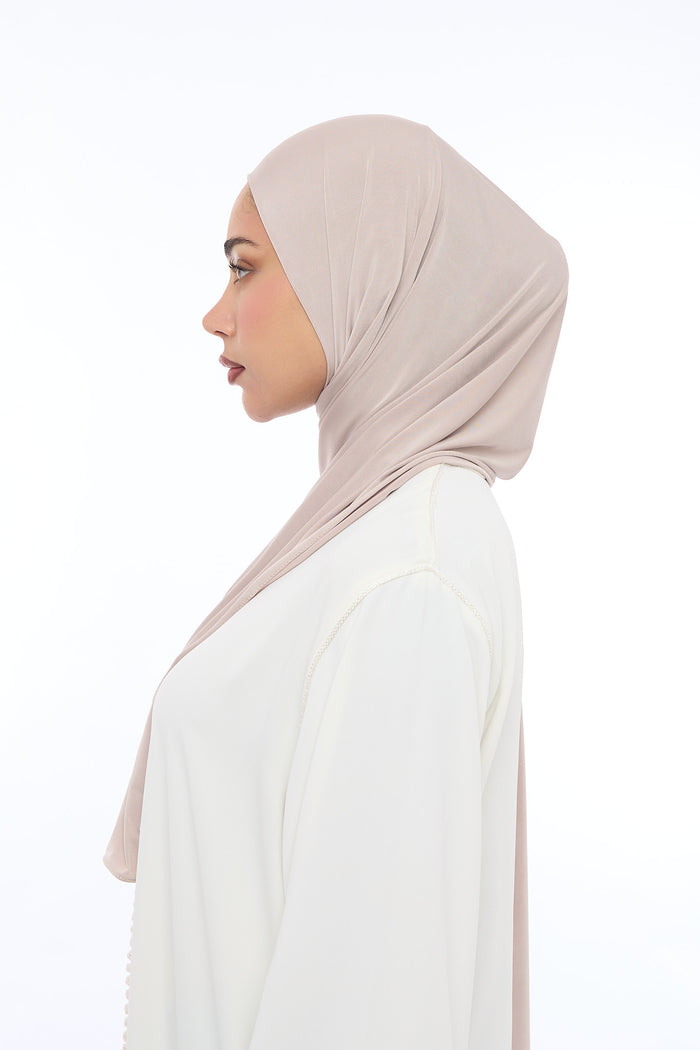 Liquid Jersey Hijab Min - Ash beige