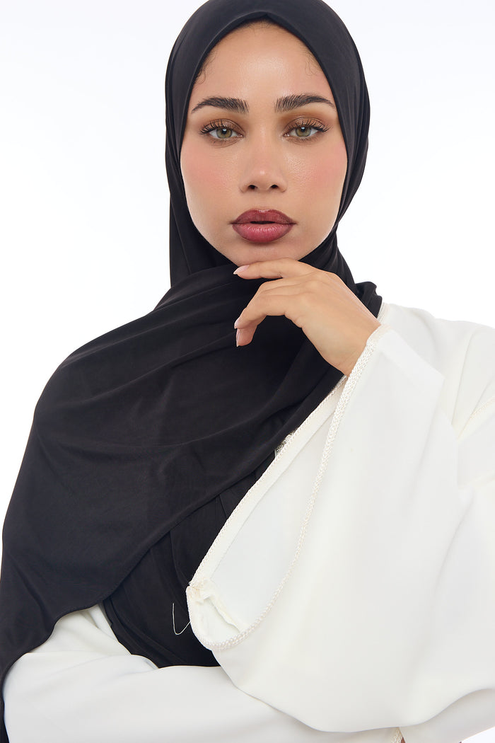 Liquid Jersey Hijab Min - Black
