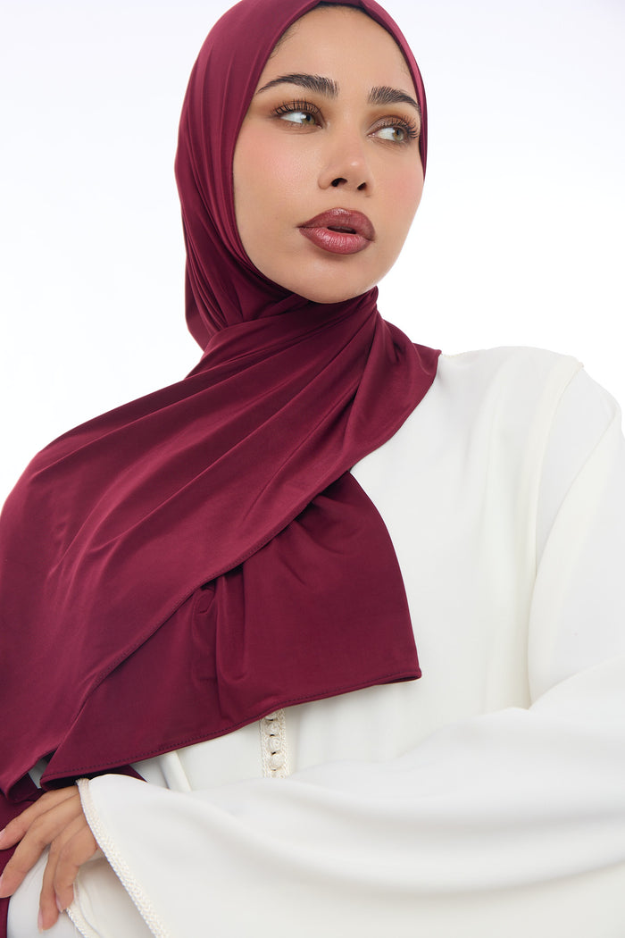 Liquid Jersey Hijab Min - Burgundy