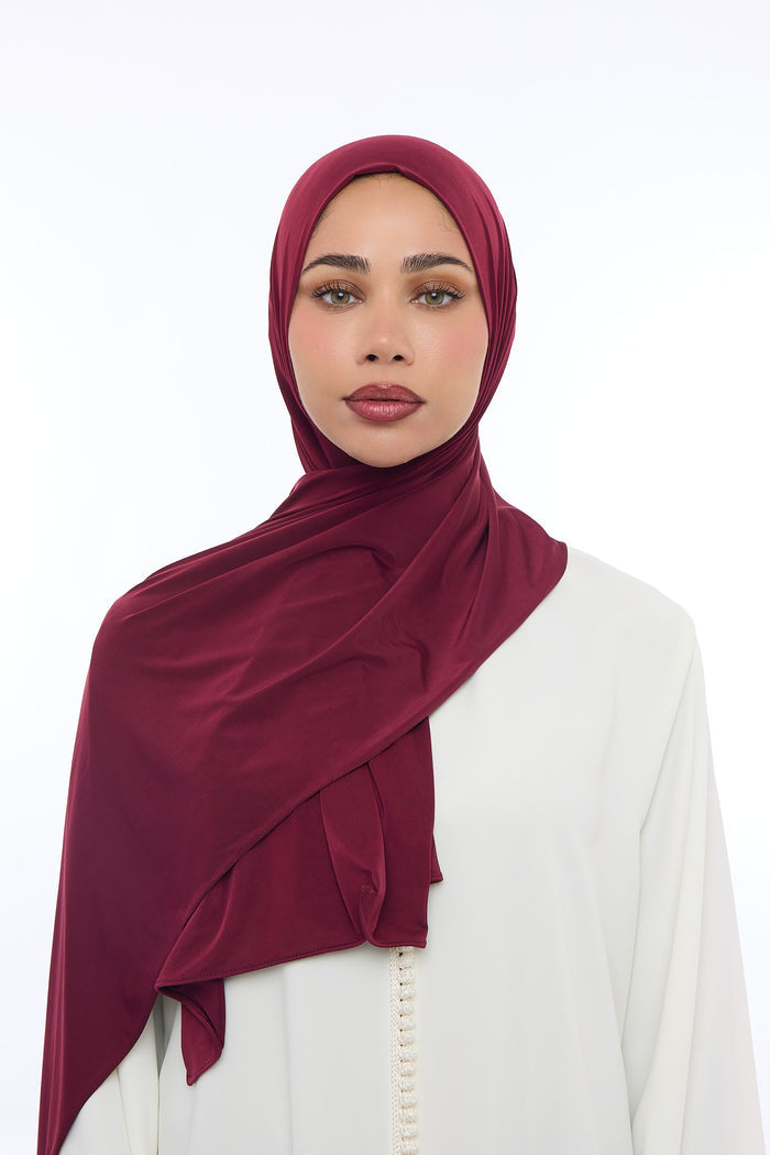 Liquid Jersey Hijab Min - Burgundy