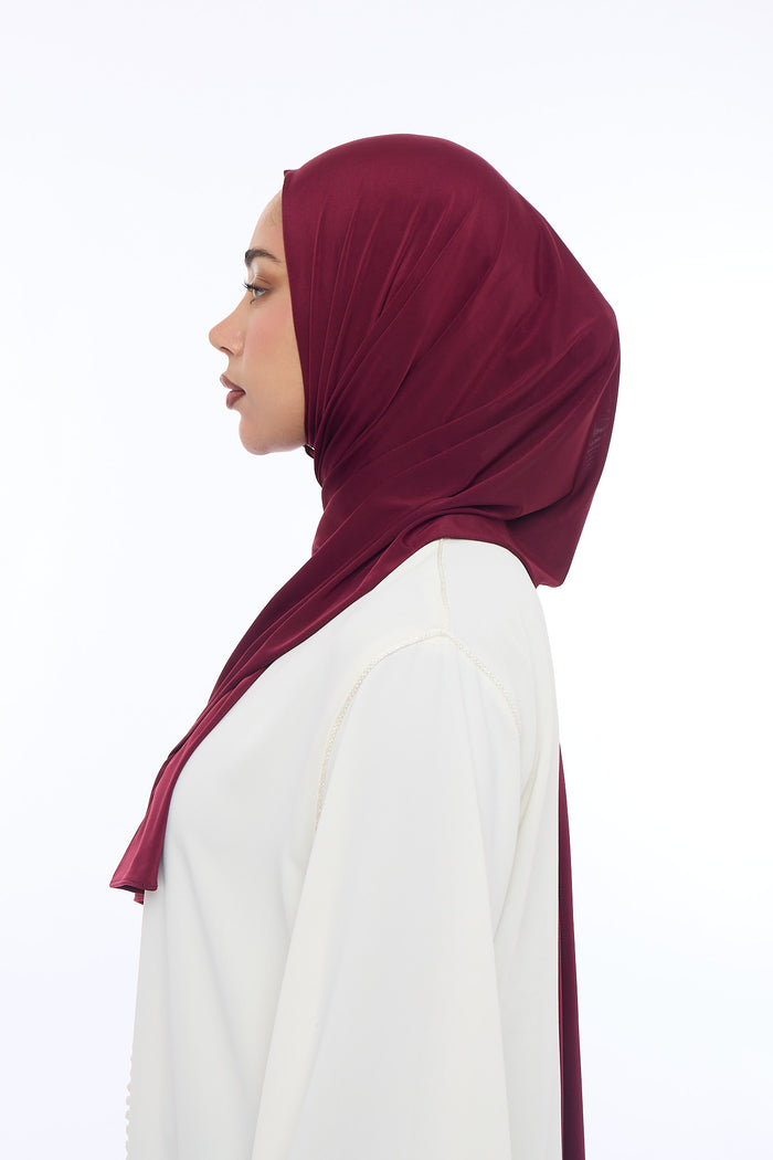 Liquid Jersey Hijab Min - Burgundy