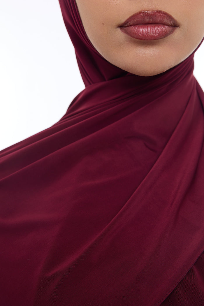 Liquid Jersey Hijab Min - Burgundy