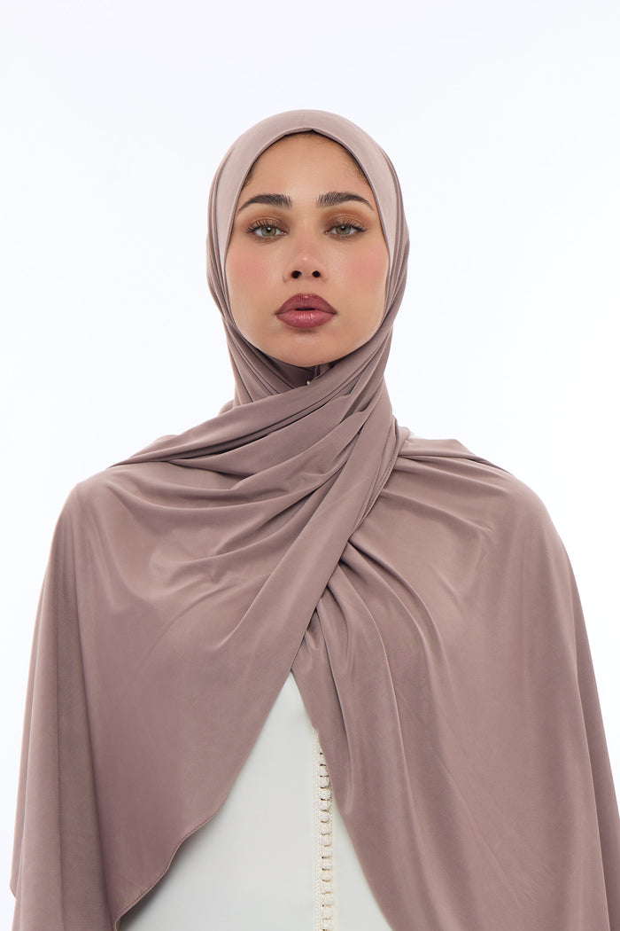 Liquid Jersey Hijab Min -  Cacao brown