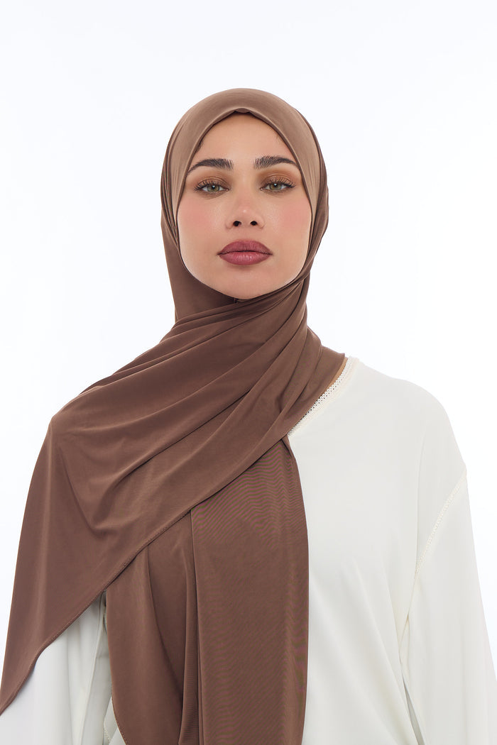 Liquid Jersey Hijab Min - Cacoa Taupe
