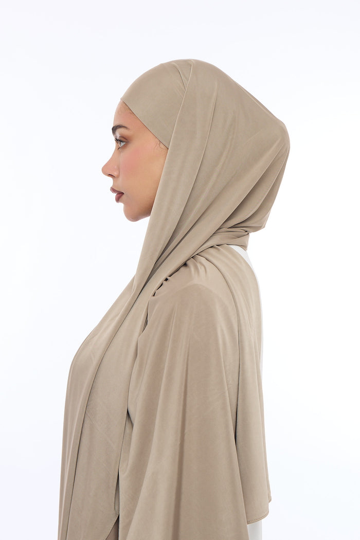 Liquid Jersey Hijab Min - Camel Taupe