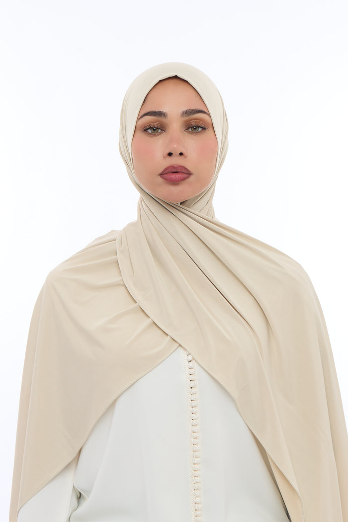 Liquid Jersey Hijab Min - Cashmere Beige