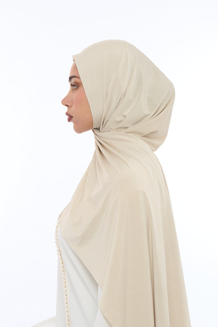 Liquid Jersey Hijab Min - Cashmere Beige