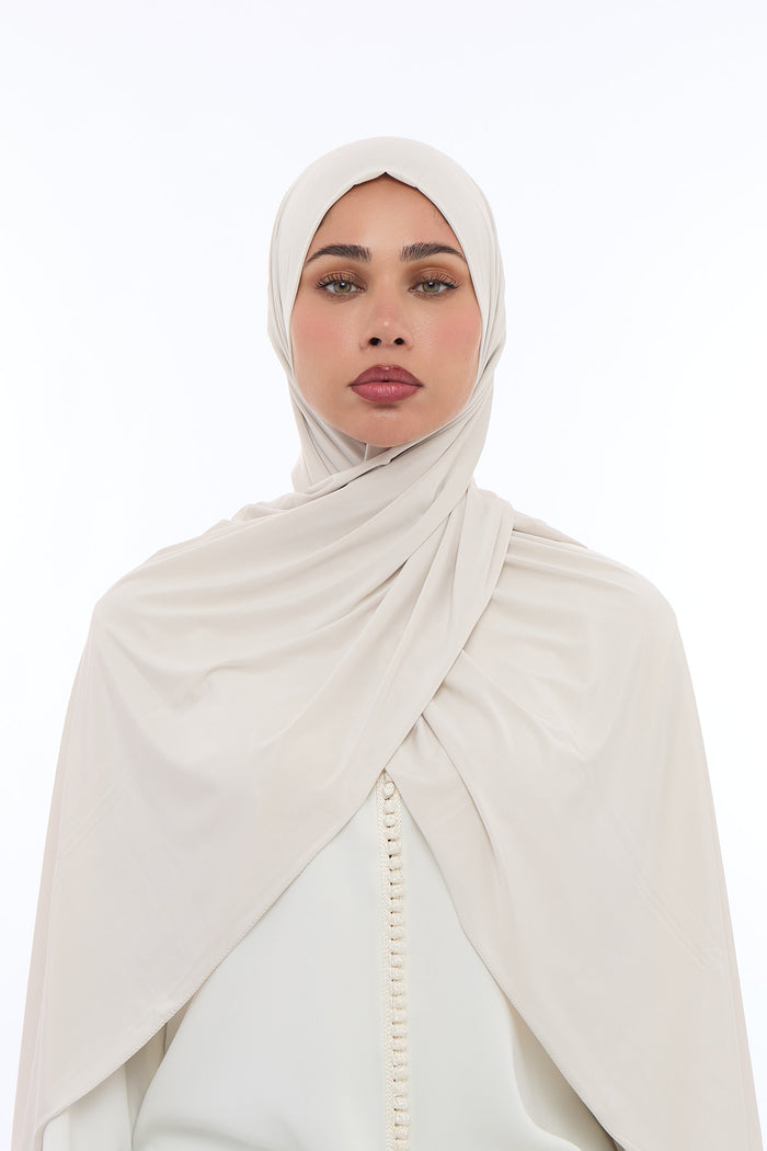 Liquid Jersey Hijab Min - Champagne Beige