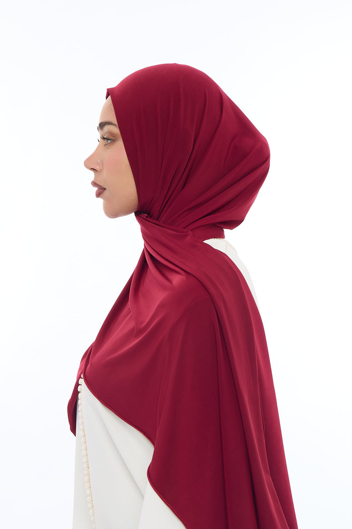 Liquid Jersey Hijab Min - Cherry Red