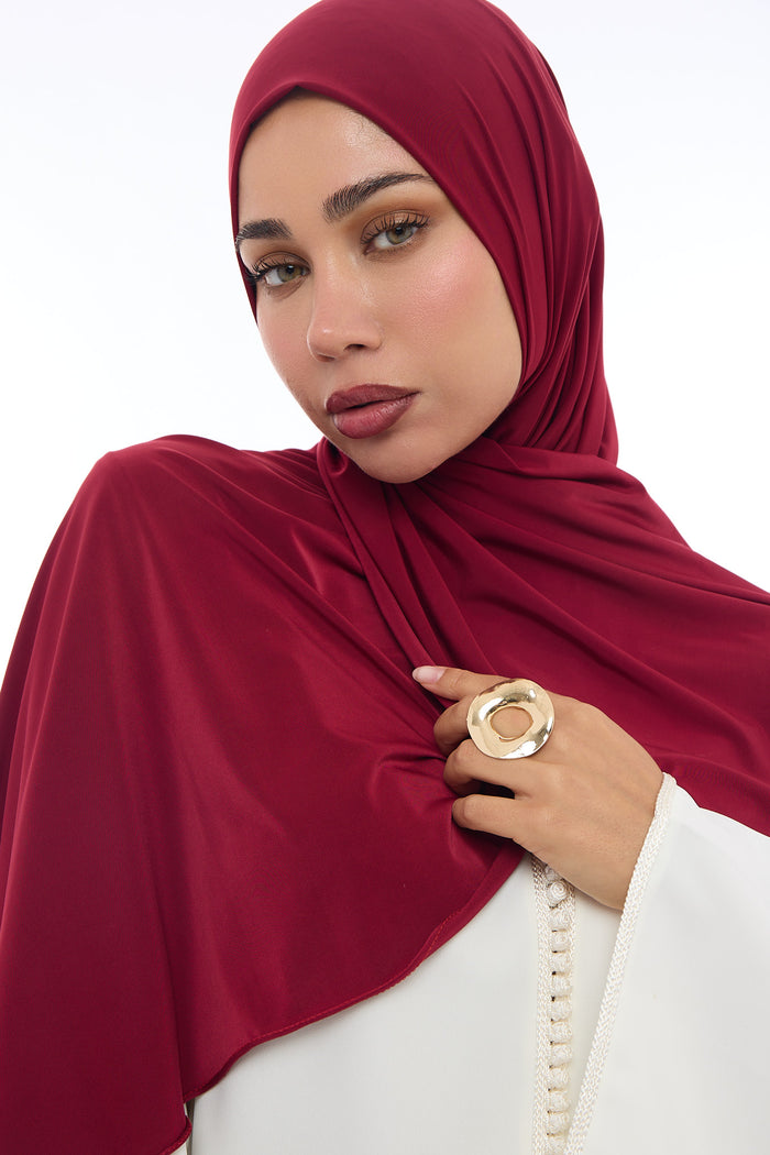 Liquid Jersey Hijab Min - Cherry Red