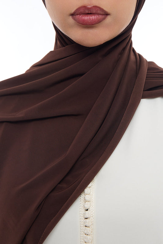 Liquid Jersey Hijab Min - Dark Chocolate