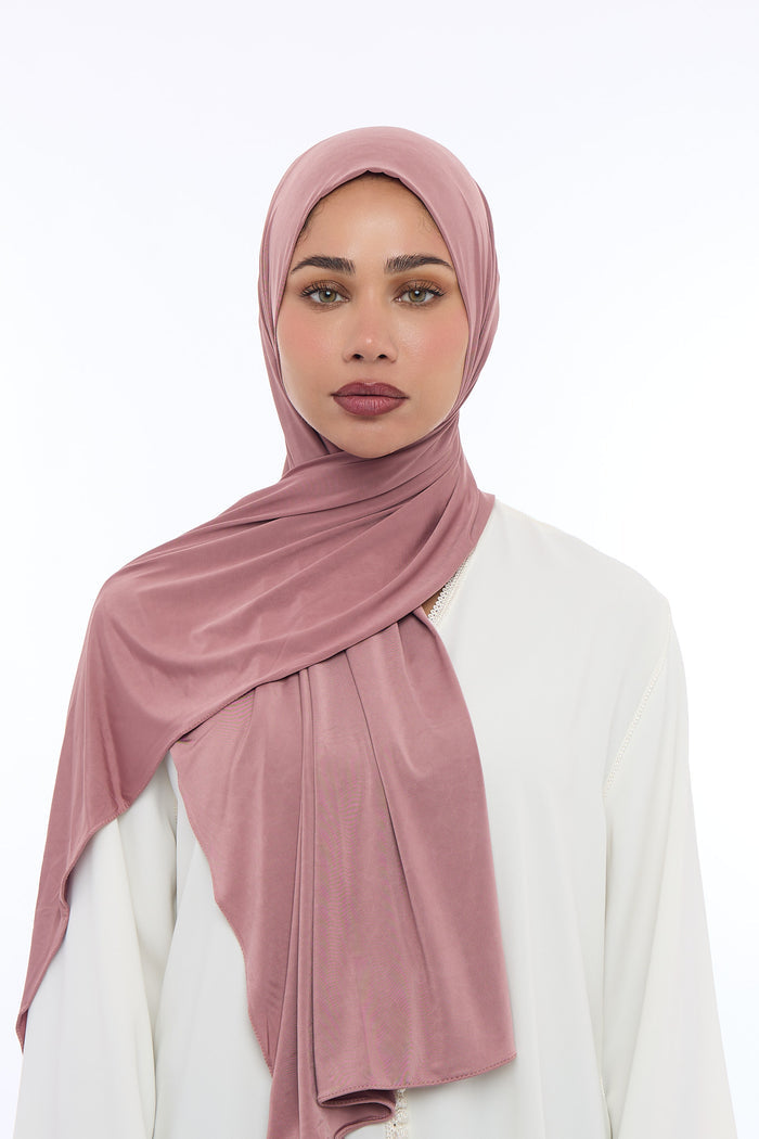 Liquid Jersey Hijab Min - Dusty Rose