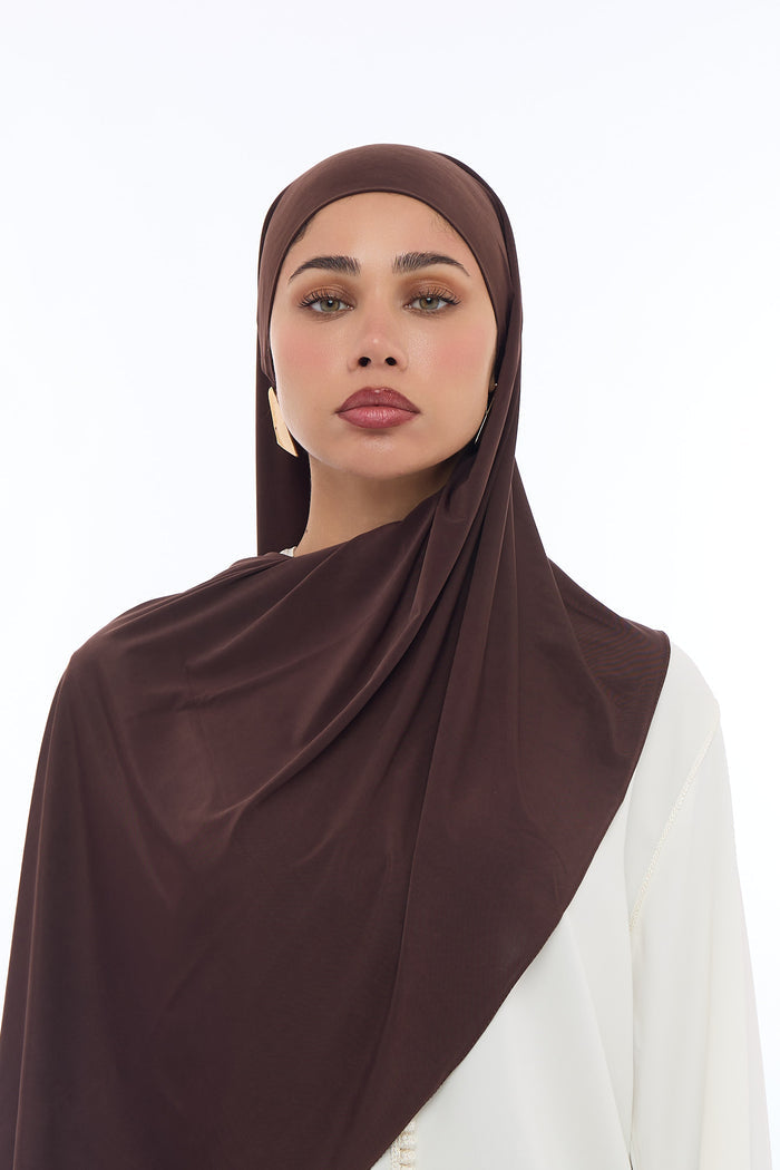 Liquid Jersey Hijab Min - Expresso Brown
