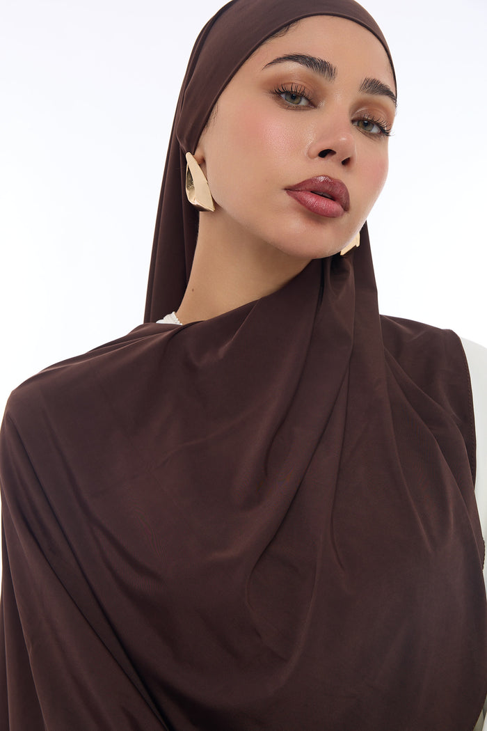 Liquid Jersey Hijab Min - Expresso Brown