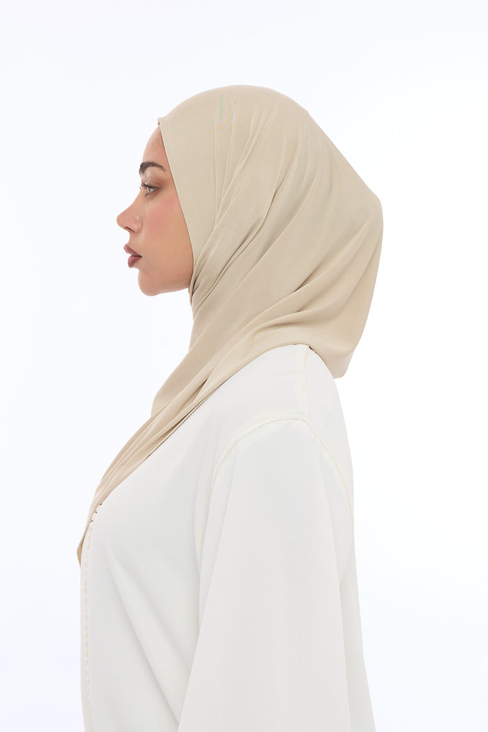 Liquid Jersey Hijab Min - Linen Beige