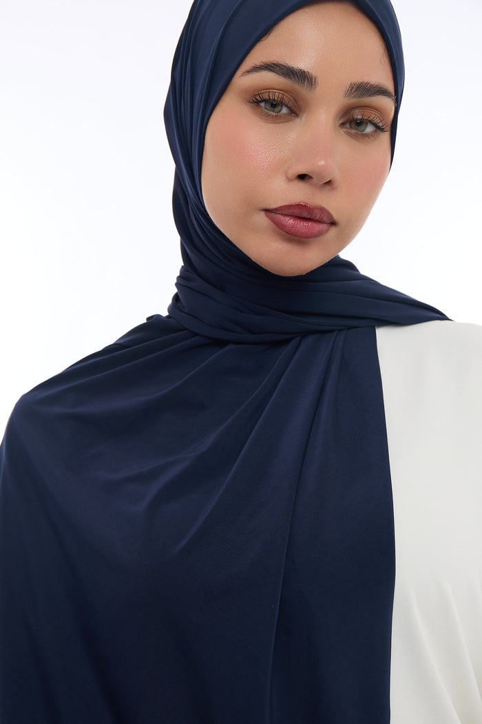 Liquid Jersey Hijab Min - Midnight Navy