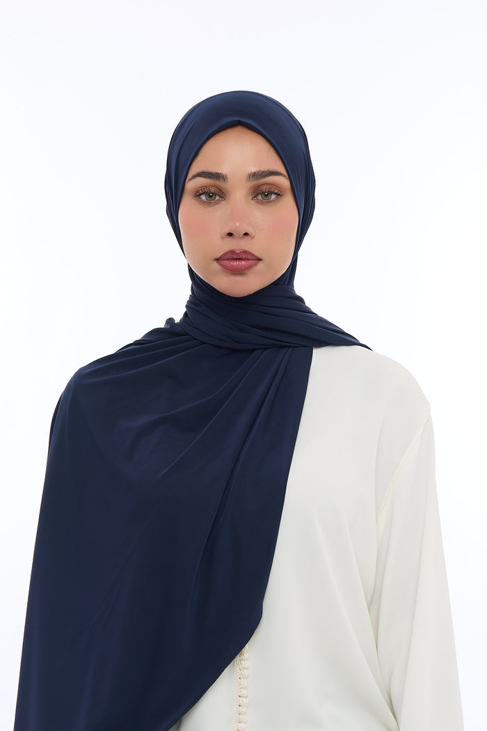 Liquid Jersey Hijab Min - Midnight Navy