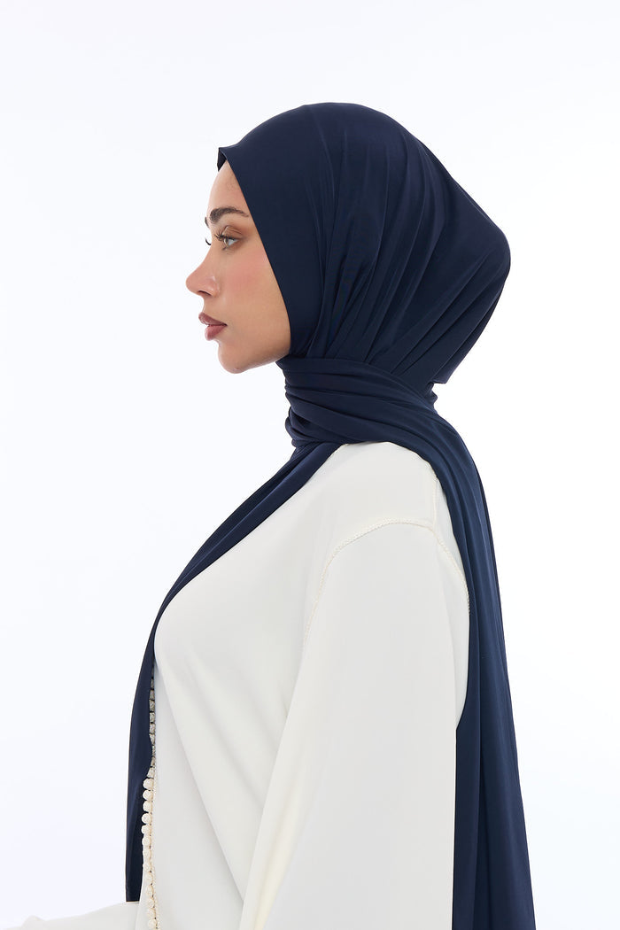 Liquid Jersey Hijab Min - Midnight Navy