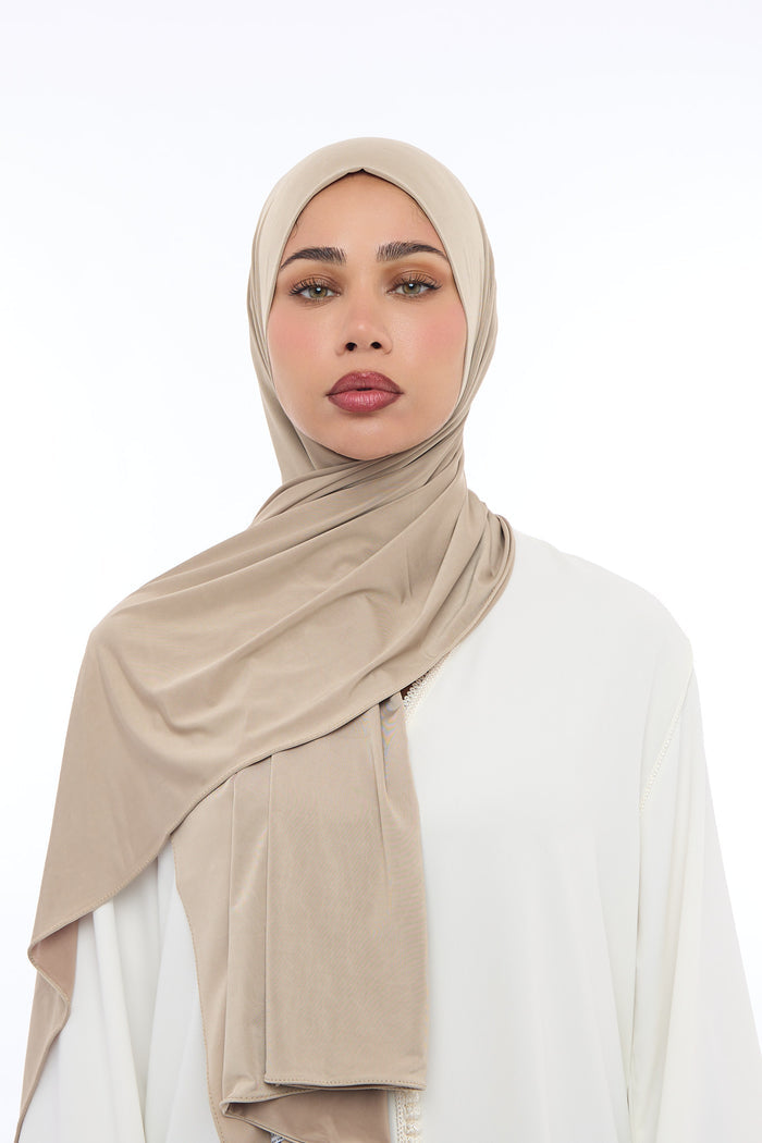 Liquid Jersey Hijab Min - Mocha Taupe