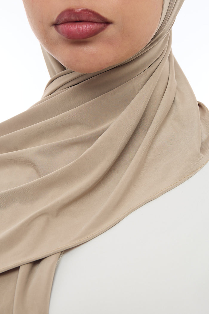 Liquid Jersey Hijab Min - Mocha Taupe