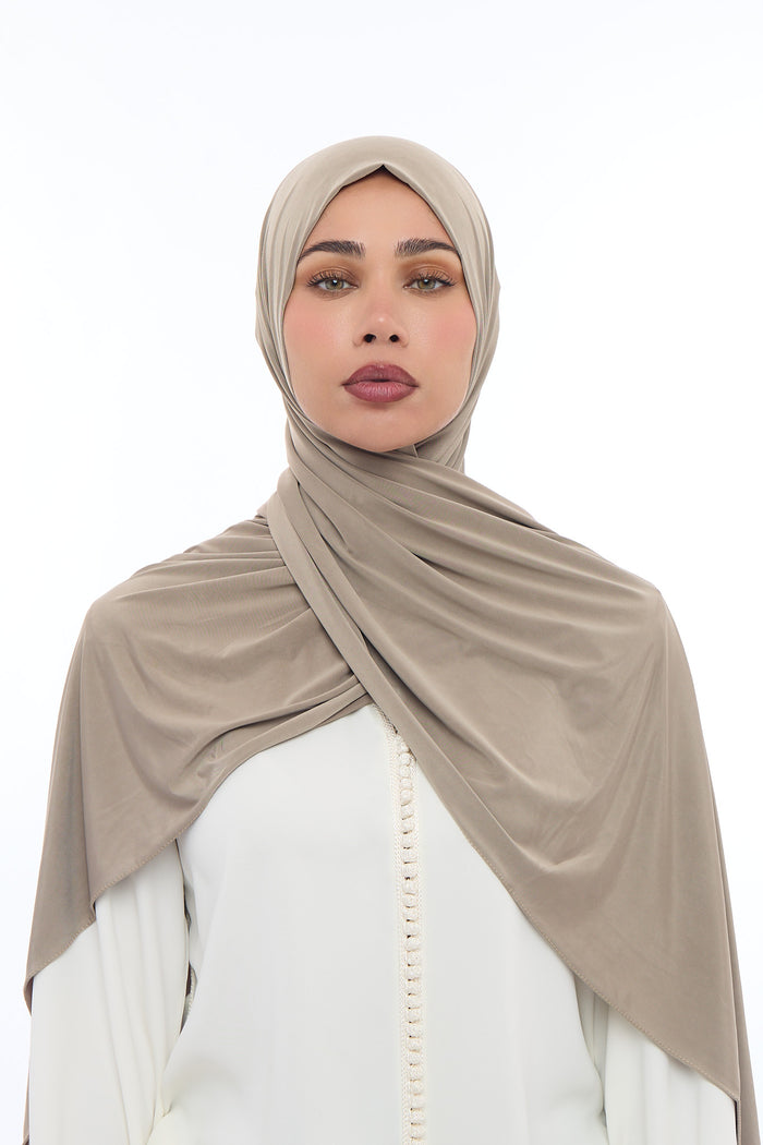 Liquid Jersey Hijab Min - Moss Khaki