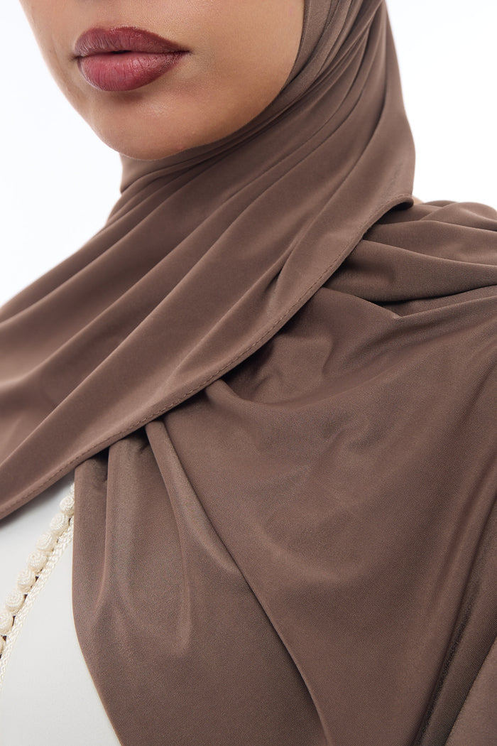 Liquid Jersey Hijab Min - Mud Taupe