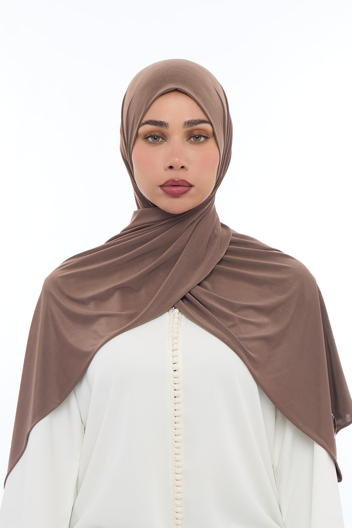 Liquid Jersey Hijab Min - Mud Taupe