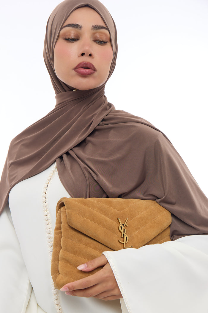 Liquid Jersey Hijab Min - Mud Taupe