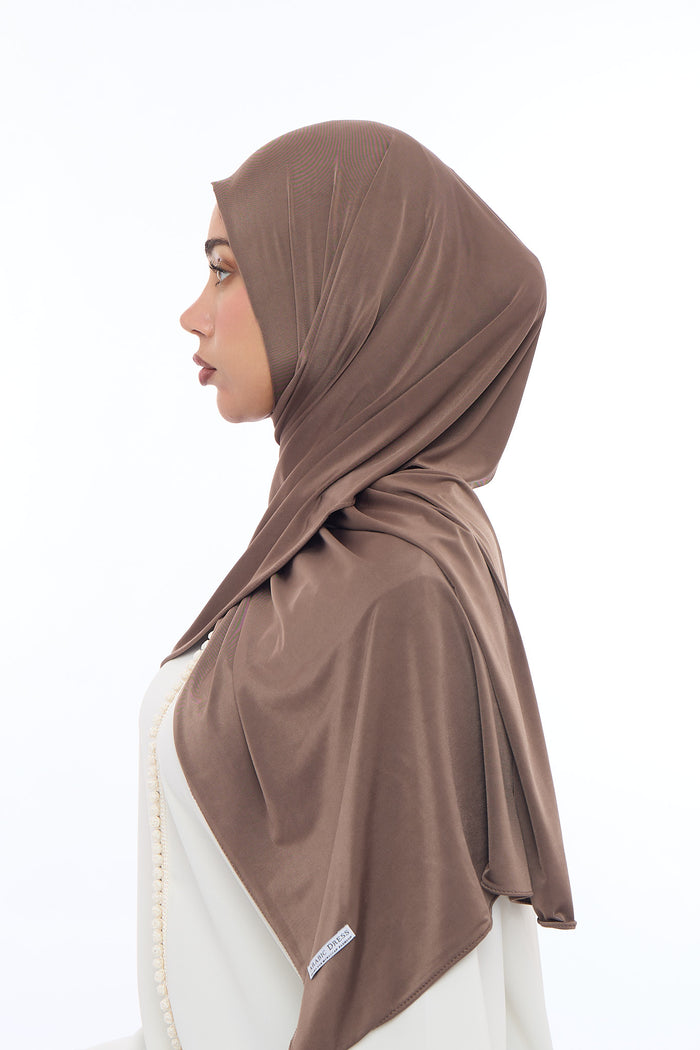 Liquid Jersey Hijab Min - Mud Taupe