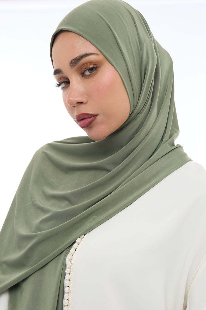 Liquid Jersey Hijab Min -  Olive Green