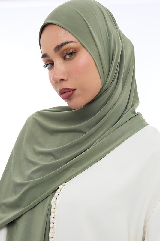 Liquid Jersey Hijab Min -  Olive Green