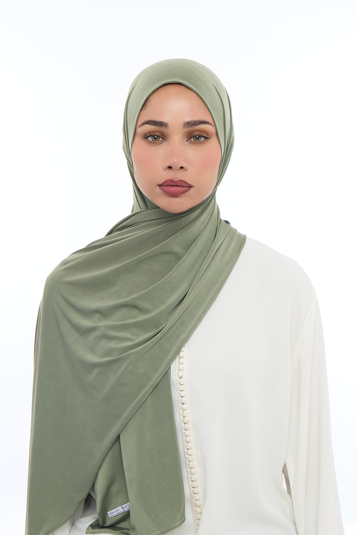 Liquid Jersey Hijab Min -  Olive Green