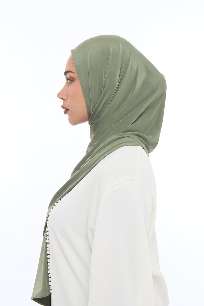 Liquid Jersey Hijab Min -  Olive Green