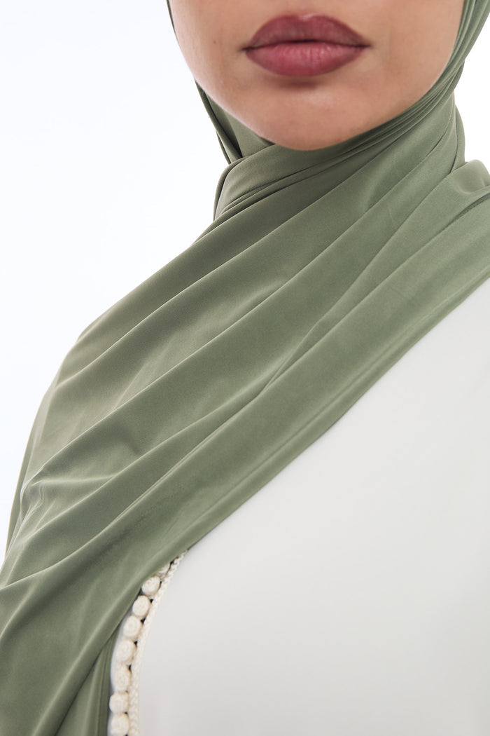 Liquid Jersey Hijab Min -  Olive Green