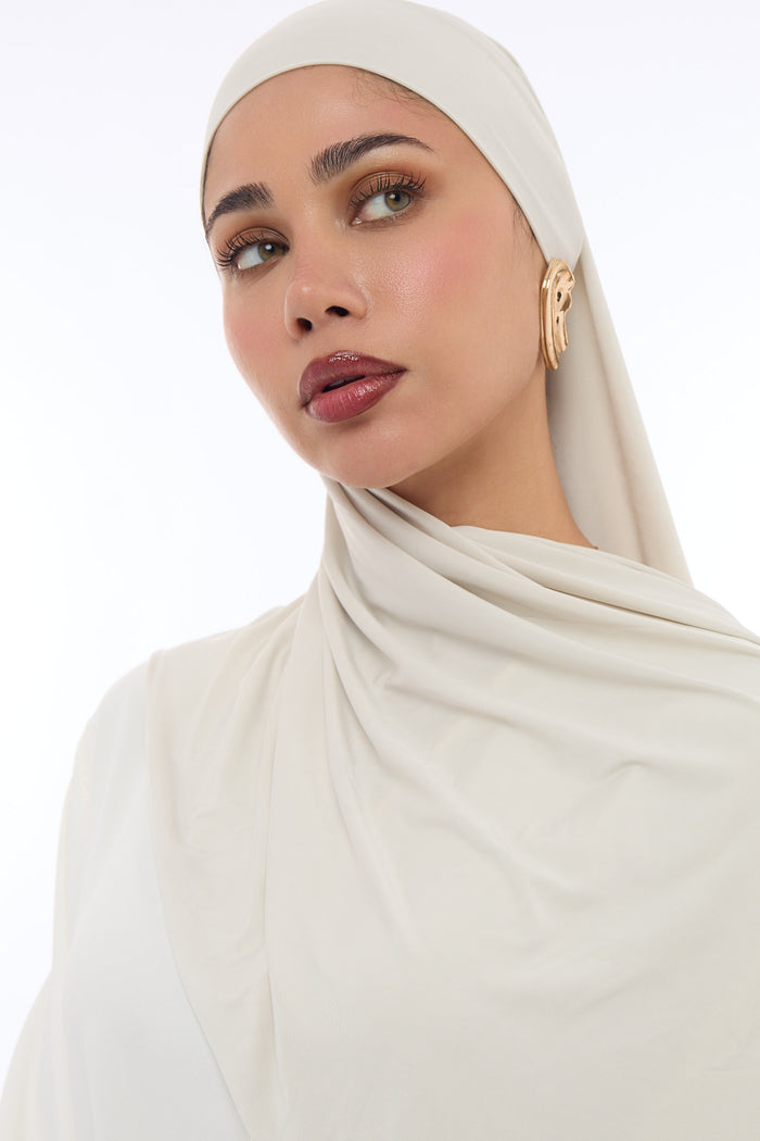 Liquid Jersey Hijab Min - Pearl Beige