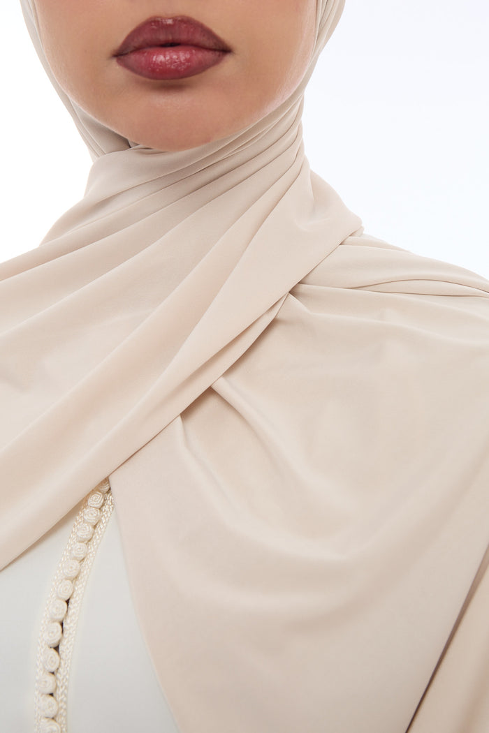 Liquid Jersey Hijab Min - Sage Beige