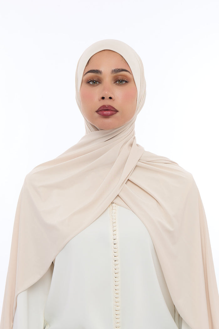 Liquid Jersey Hijab Min - Sage Beige